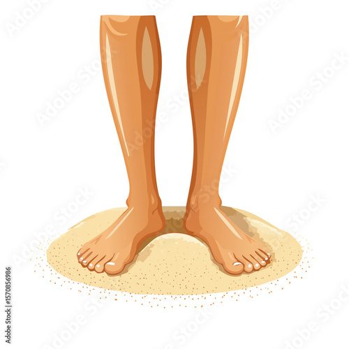 Cartoon feet standing on sand on a beach or in a sandbox SVG image.