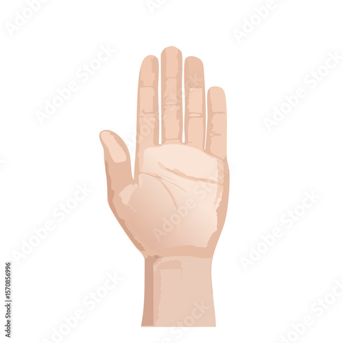 Illustration of a hand with three fingers extended in a symbolic gesture.
