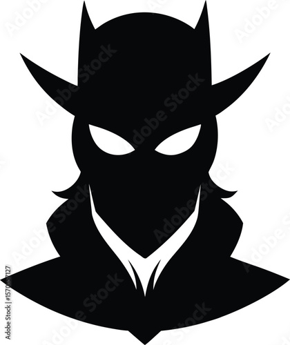 Silhouette mysterious man in a cloak black color only