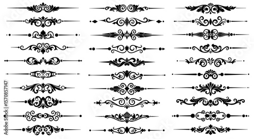 Collection of Ornamental Text Dividers and Flourish Lines Vector Set 14