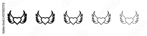Heart with wings icon outline simple illustration isolated