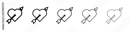 Heart with arrow icons. outline simple illustration isolated