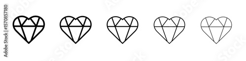 Heart shaped diamond icon outline simple illustration isolated