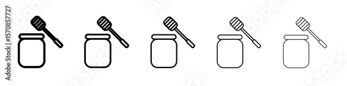 Honey jar with dipper icon outline simple illustration isolated