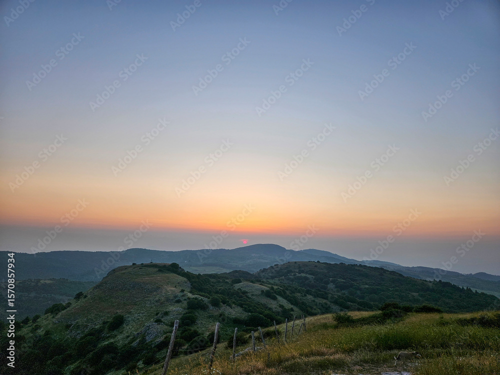 Fototapeta premium Panoramic Tuscan / Maremma Sunset from Monte Labbro
