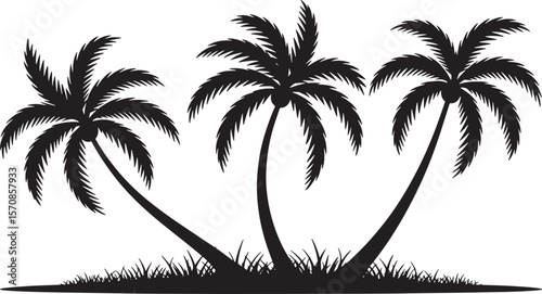 Tropical Palm Trees Silhouette Nature Icons
