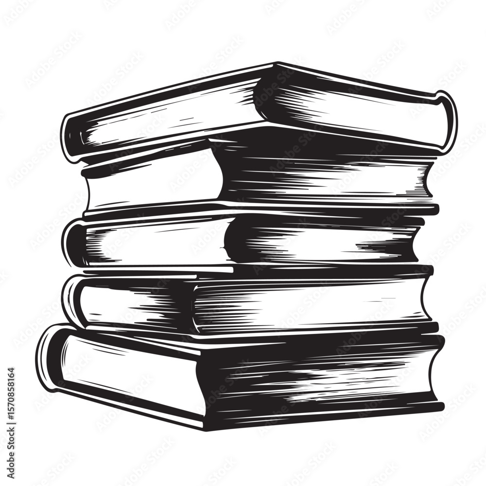 Fototapeta premium stack of books silhouette vector illustration
