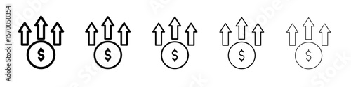 Increase money icon outline simple illustration isolated