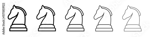 knight chess icon outline simple illustration isolated
