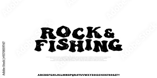 Rock Bold Grunge Styles Font. Creative Font.  Rock Fishing Font. Pop Punk. Celtic Music, Uppercase ,Symbol and Number. For Fashion, Sports, Urban Design, Vector illustration.