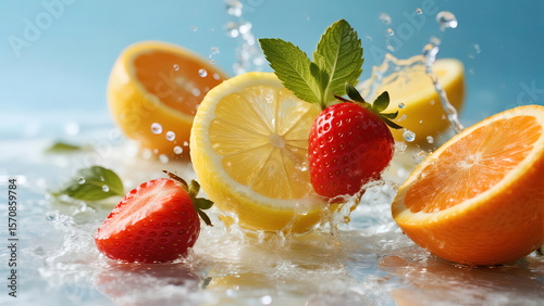 fruit in water splash