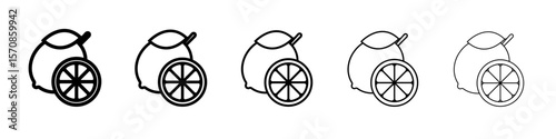 Lemon icon set outline simple illustration isolated