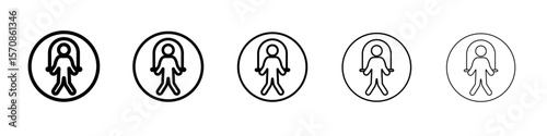 Man jumping with skipping rope icon outline simple illustration isolated