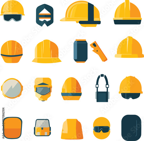 set of construction helmet