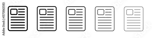 Newspaper icon set outline simple illustration isolated