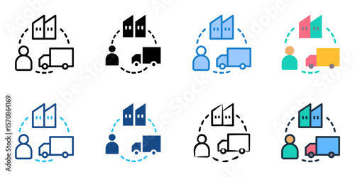 Supply chain icon set multiple style collection 
