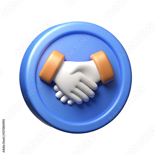 3D Render Partnership Deal Agreement Handshake Icon