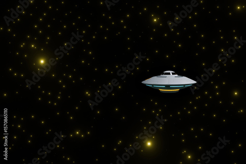 宇宙空間に浮かぶUFO