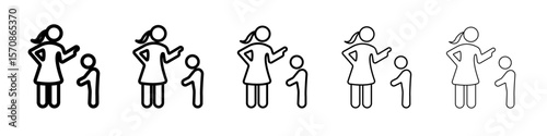 Parents scolding child icon outline simple illustration isolated