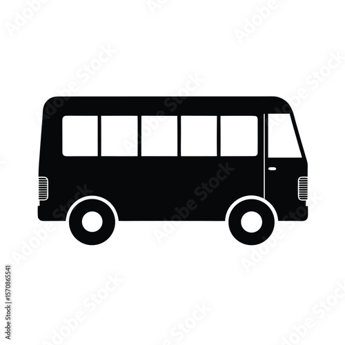 Minimalist airport shuttle bus silhouette for travel transportation and terminal design