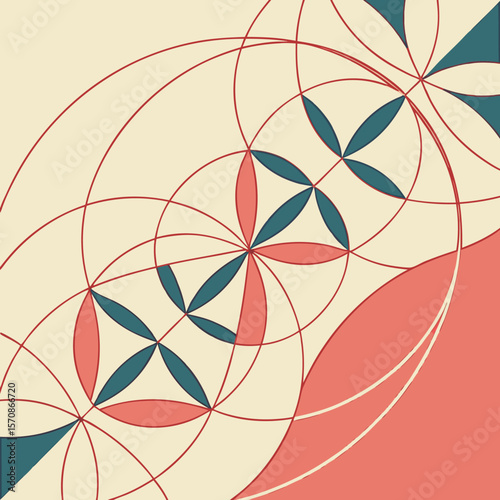 Colorful, seamless floral pattern vector illustration with abstract circles for a vibrant nature-inspired background design