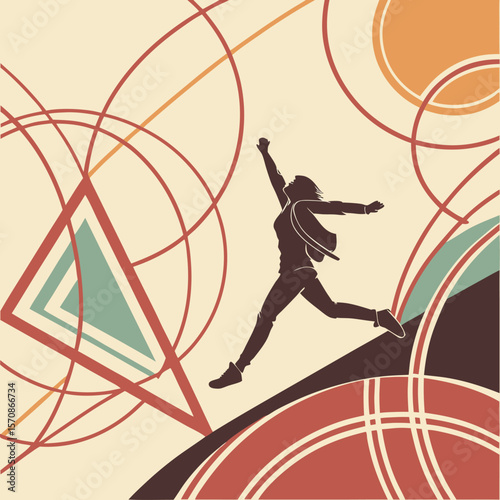 This vector illustration depicts a dynamic basketball player silhouette, perfect for sports and fitness designs