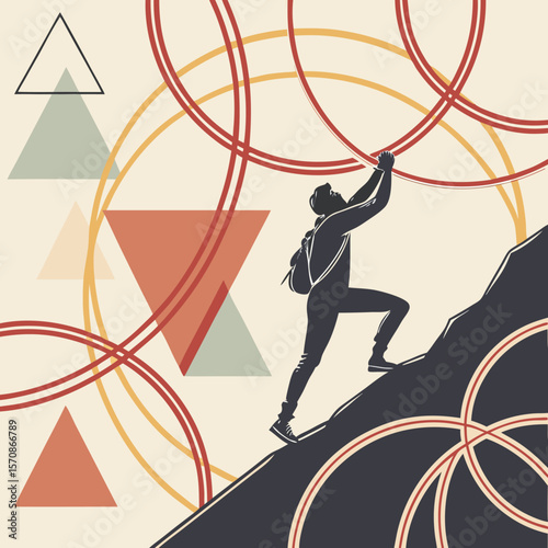 Dynamic vector silhouette illustration of a woman cyclist riding a bike in the city, capturing the action and speed of a sport