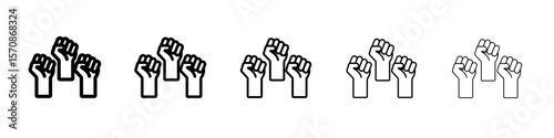 raised fists icon outline simple illustration isolated