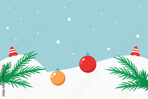 christmas background with christmas tree and balls
