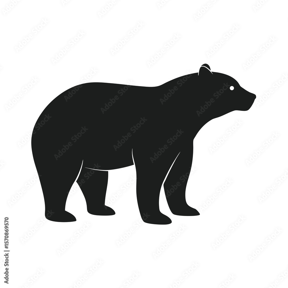 Fototapeta premium Bear standing silhouette in clear minimalist design for wildlife animal and forest theme