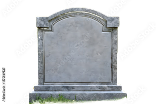 Blank Gravestone with Grass on Transparent Background for Easy Compositing and Design Integration on transparent background