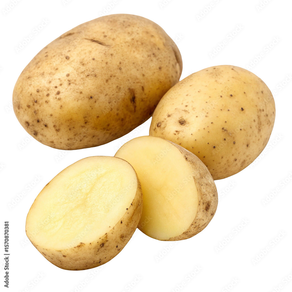 Fresh potatoes isolated on white background ideal for cooking vegetables food and kitchen use
Fresh potatoes isolated on white background ideal for cooking vegetables food and kitchen use