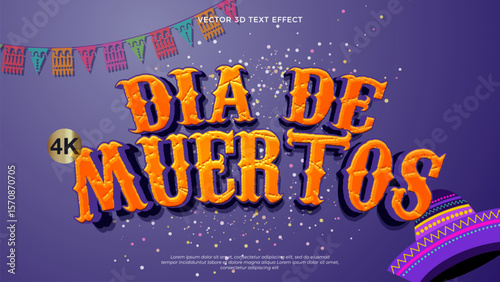 Dia de muertos vector text effect