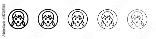 Shocked face icon outline simple illustration isolated