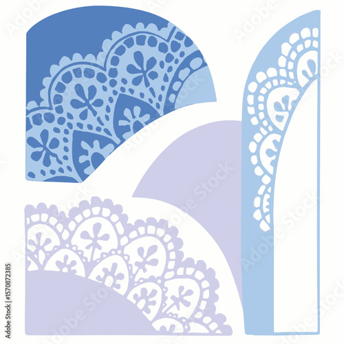 Blue And White Lace Pattern With Floral Motif