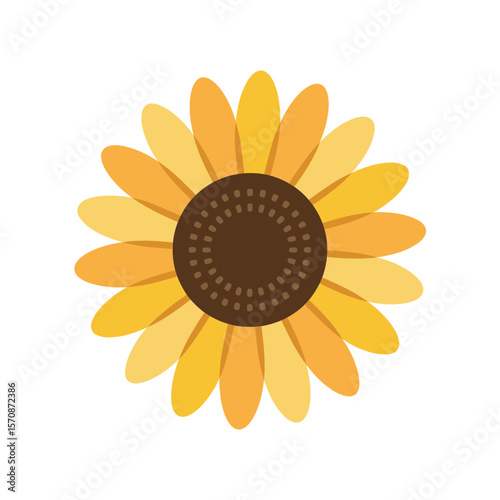 A simple, minimalist illustration of a sunflower on a white background