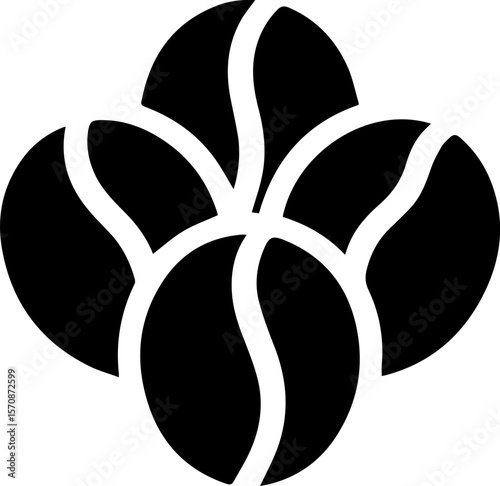 Coffee Beans Icon Simple Black Silhouette