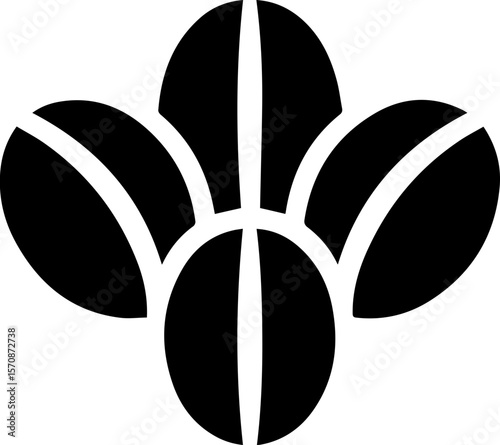 Coffee Beans Icon Simple Black Silhouette
