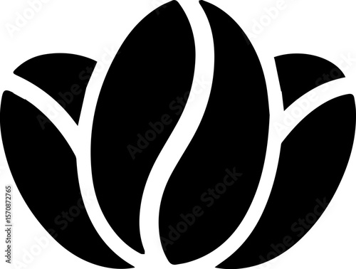 Coffee Beans Icon Simple Black Silhouette