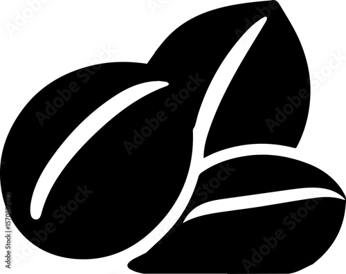 Coffee Beans Icon Simple Black Silhouette