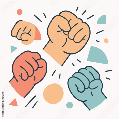 Raised Fists Showing Unity And Power