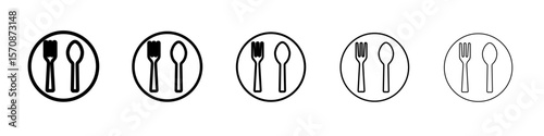 spoon and fork icon outline simple illustration isolated