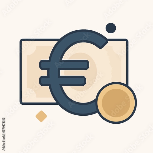 Euro Currency Symbol With Cash And Coin