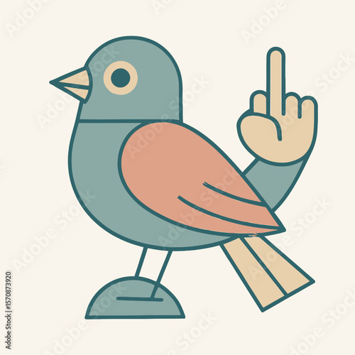 Cheeky Cartoon Bird With Raised Middle Finger