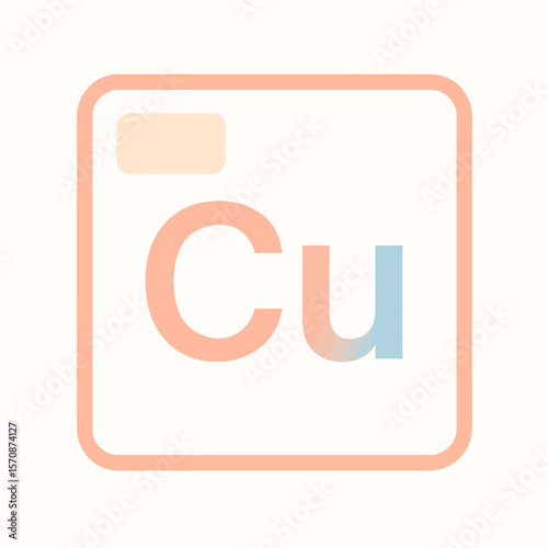 Copper Chemical Element Symbol On Minimalist Background