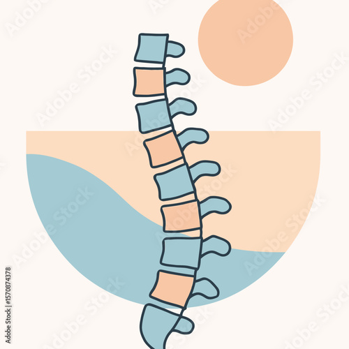 Human Spine Anatomy With Abstract Geometric Shapes