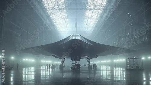 Stealth bomber in a hangar