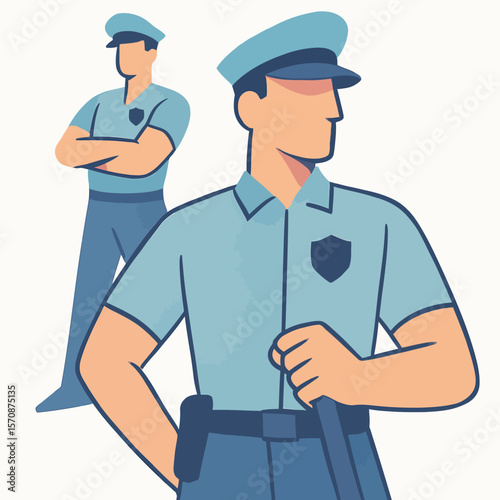 Confident Police Officers Standing On Duty