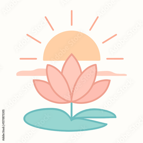 Peaceful Sunrise Over Blooming Lotus Flower