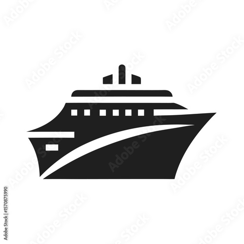 Minimalist cruise liner icon for ocean travel tourism and nautical adventure themes
